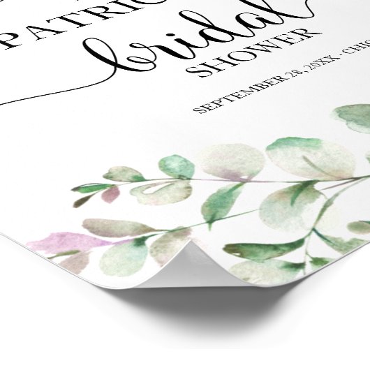 Grüne Eukalyptus Brautparty Begrüßungspapier Poster (Ecke)