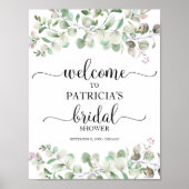 Grüne Eukalyptus Brautparty Begrüßungspapier Poster (Vorne)