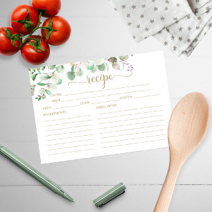 Grüne Eukalyptus-Brautparty-Rezeptkarten