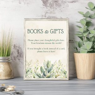 Grüne Eukalyptus Bücher und Geschenke Kinderdusche Poster