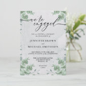 Grüne Eukalyptus Calligraphie Wir sind verlobt Einladung (Stehend Vorderseite)