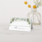 Grüne Eukalyptus-Dusche Hochzeitssitze geklappt Platzkarte (Vorderseite)