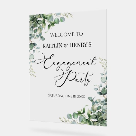 Grüne Eukalyptus-Engagement - Begrüßung Acrylschild (Winkel)