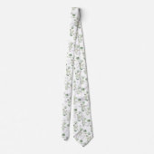 Grüne Eukalyptus & Extravagantes Silberschreiben H Krawatte (Rückseite)