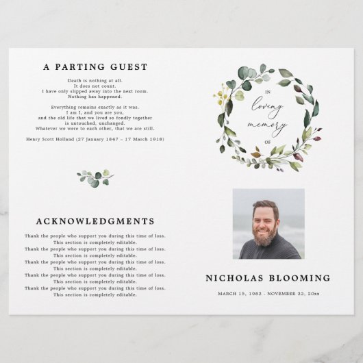 Grüne Eukalyptus-Feier des Programms "Leben" (Vorderseite)