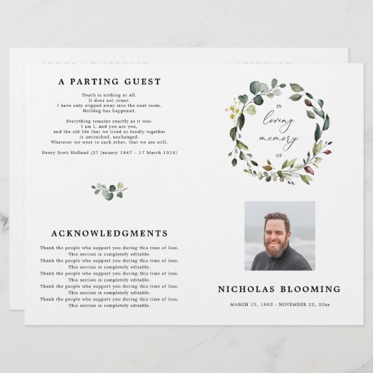 Grüne Eukalyptus-Feier des Programms "Leben" (Vorne/Hinten)