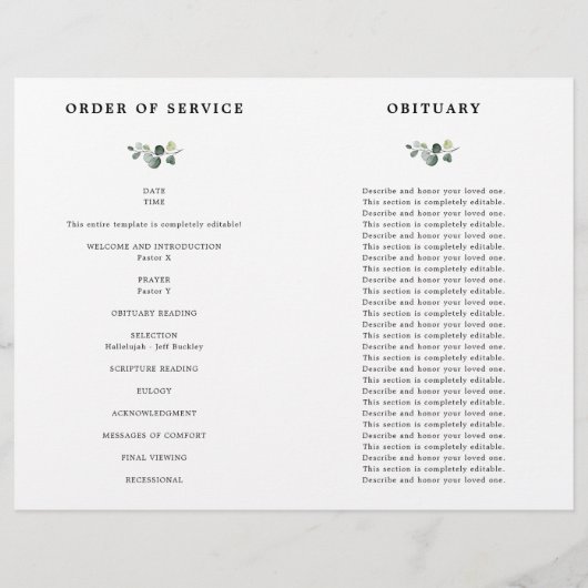 Grüne Eukalyptus-Feier des Programms "Leben" (Rückseite)