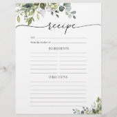 Grüne Eukalyptus Floral Rezept Seite (Vorderseite)