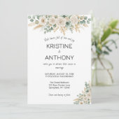 Grüne Eukalyptus Floral Wedding Einladung (Stehend Vorderseite)