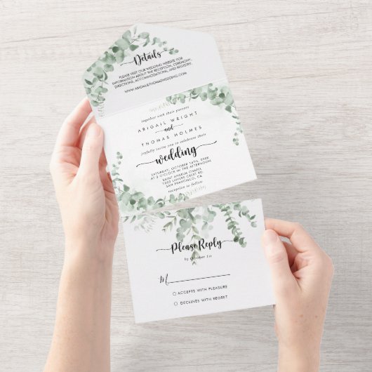 Grüne Eukalyptus-Foliage All In One Einladung