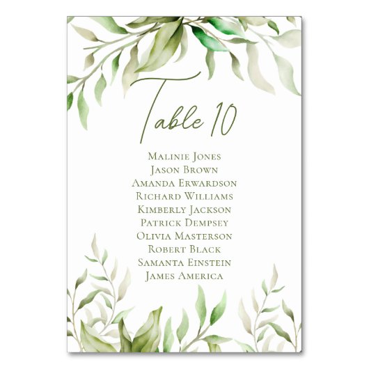 Grüne Eukalyptus Foliage Botanische Hochzeit Tischnummer (Rückseite)