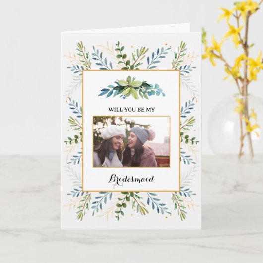 Grüne Eukalyptus foliage Bridal werden Sie mein Karte (Gelbe Blume)