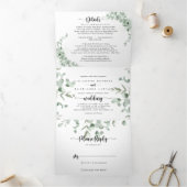 Grüne Eukalyptus-Foliage Dreifach Gefaltete Einladung (Innenseite)