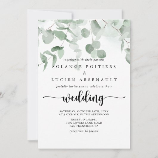 Grüne Eukalyptus-Foliage Einladung (Vorderseite)