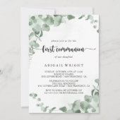 Grüne Eukalyptus Foliage Erste Kommune Einladung (Vorderseite)