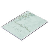 Grüne Eukalyptus Foliage Moderne Marmorhochzeit Notizblock (Linke Seite)