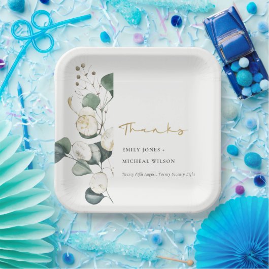 Grüne Eukalyptus-Foliage Pappteller (Party)