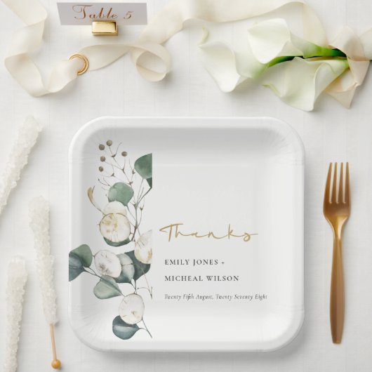 Grüne Eukalyptus-Foliage Pappteller (Hochzeit)