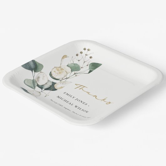 Grüne Eukalyptus-Foliage Pappteller (Gewinkelt)