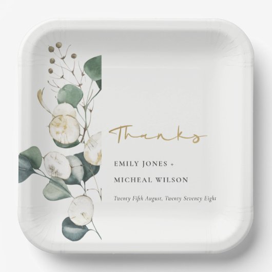 Grüne Eukalyptus-Foliage Pappteller (Vorderseite)