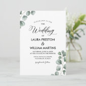 Grüne Eukalyptus Frühjahrssommer Hochzeit Einladung (Stehend Vorderseite)