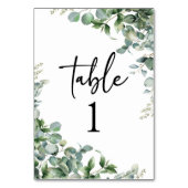 Grüne Eukalyptus Garden Botanische Hochzeit Tischnummer (Vorderseite)