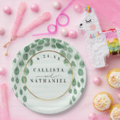 Grüne Eukalyptus Garland Goldmedaille Hochzeit Pappteller (Party)