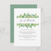 Grüne Eukalyptus Gastinformationen Begleitkarte (Vorne/Hinten)