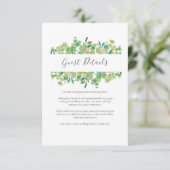 Grüne Eukalyptus Gastinformationen Begleitkarte (Stehend Vorderseite)