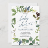 Grüne Eukalyptus Genneutrale Babydusche Einladung (Vorderseite)