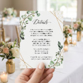 Grüne Eukalyptus Geometric Wedding Details Card