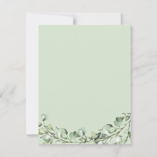 Grüne Eukalyptus Geometric Wedding Details Card (Rückseite)
