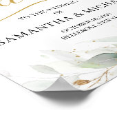 Grüne Eukalyptus Gold Hochzeitszeichen Poster (Ecke)