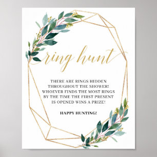 Grüne Eukalyptus Goldboho Ringjagd-Zeichen Poster