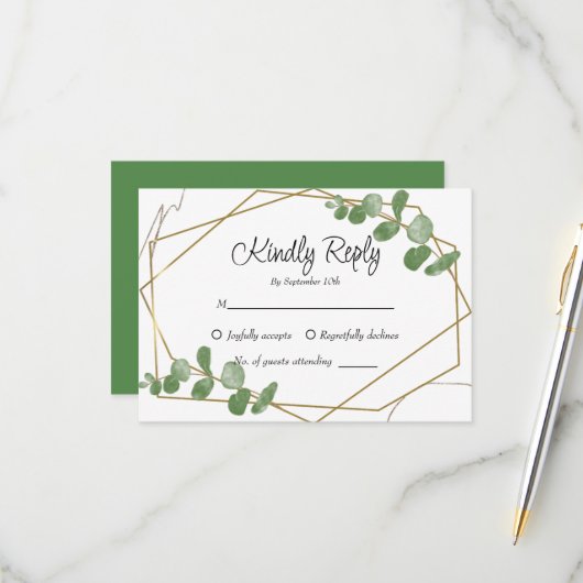 Grüne Eukalyptus-Grüne Grüne, Rustikale Szene RSVP Karte (Vorderseite/Rückseite Beispiel)