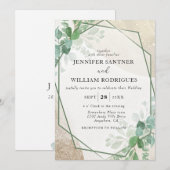 Grüne Eukalyptus-Grüne Hochzeit Einladung (Vorne/Hinten)