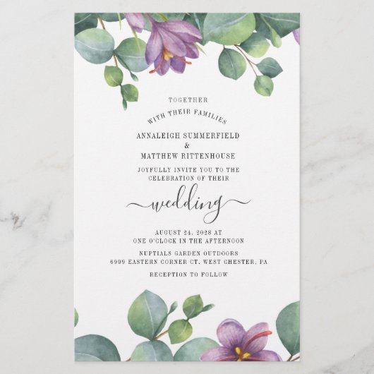 Grüne Eukalyptus-Grüne Hochzeit Einladung Briefpapier (Vorderseite)