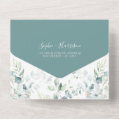 Grüne Eukalyptus-Grüne Hochzeit in einem All In One Einladung (Rückseite)