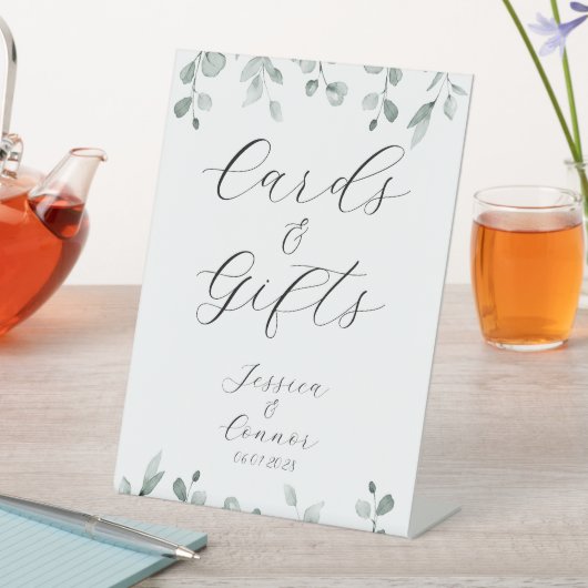 Grüne Eukalyptus Grüne Karten und Geschenke Sockelschild (In Situ)