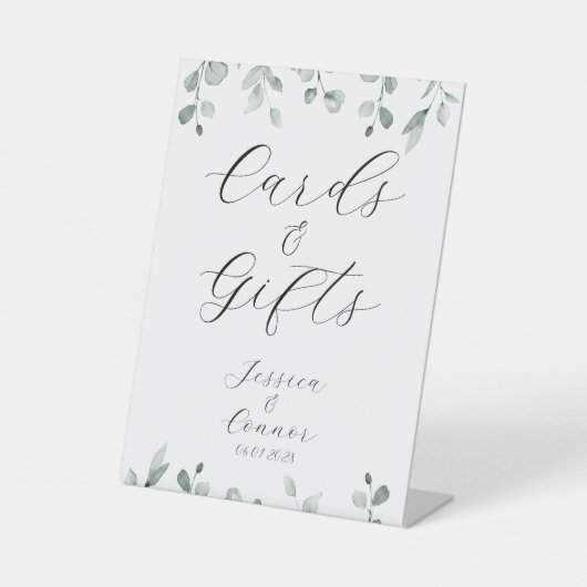 Grüne Eukalyptus Grüne Karten und Geschenke Sockelschild (Vorderseite)