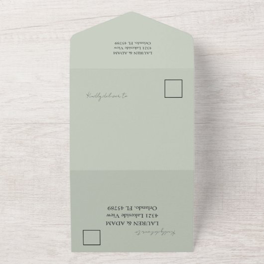 Grüne Eukalyptus-Hochzeit All In One Einladung (Außenbereich)