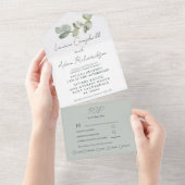 Grüne Eukalyptus-Hochzeit All In One Einladung (Abreißen)