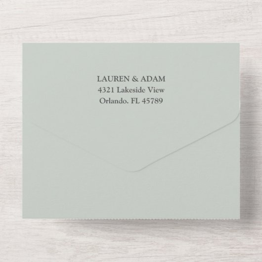 Grüne Eukalyptus-Hochzeit All In One Einladung (Rückseite)