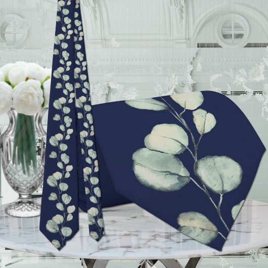 Grüne Eukalyptus-Hochzeit der Marine Krawatte