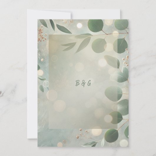 Grüne Eukalyptus-Hochzeit Einladung (Rückseite)
