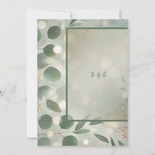 Grüne Eukalyptus-Hochzeit Einladung (Rückseite)