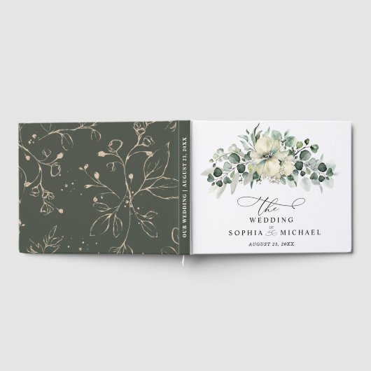 Grüne Eukalyptus-Hochzeit Gästebuch (Voll)