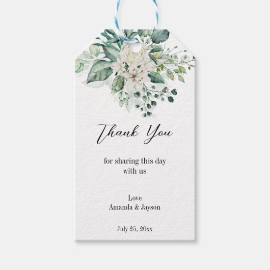 Grüne Eukalyptus-Hochzeit Geschenkanhänger (Vorderseite)