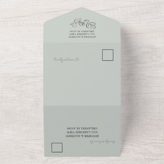 Grüne Eukalyptus-Hochzeit in einer Rustikale All In One Einladung (Außenbereich)