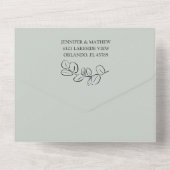 Grüne Eukalyptus-Hochzeit in einer Rustikale All In One Einladung (Rückseite)